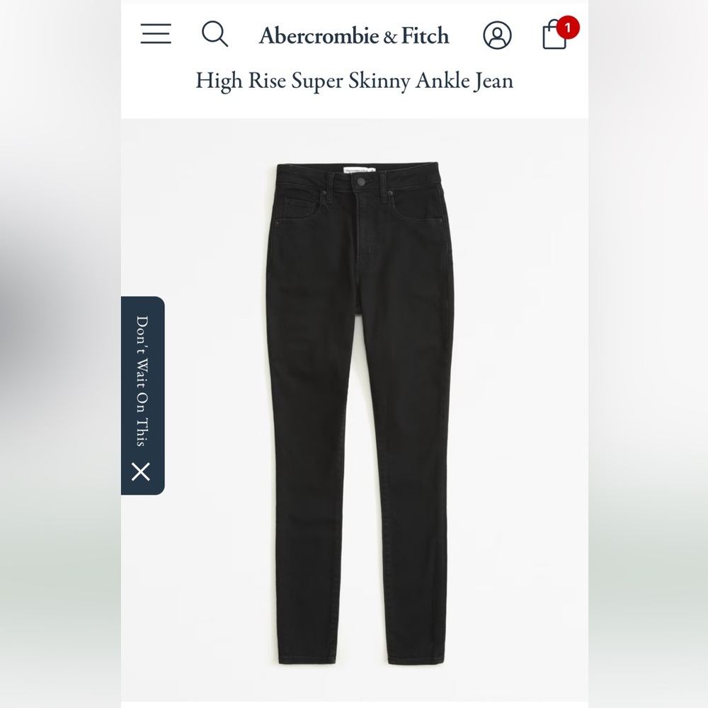 New without tags Abercrombie simone black distressed jeans 26/2r
